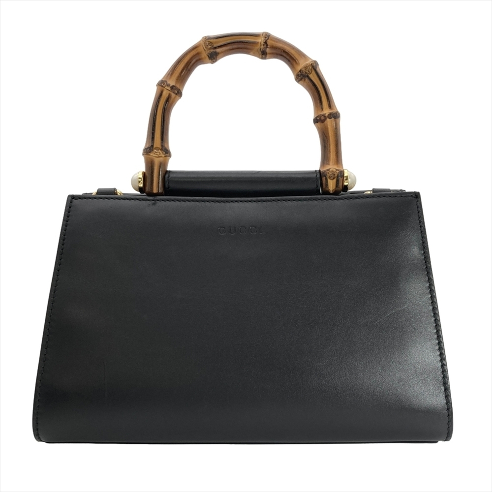 Gucci Nymphaea Bamboo Handle Handbag, 2-Way, Genuine Leather, 470271, Black, ...